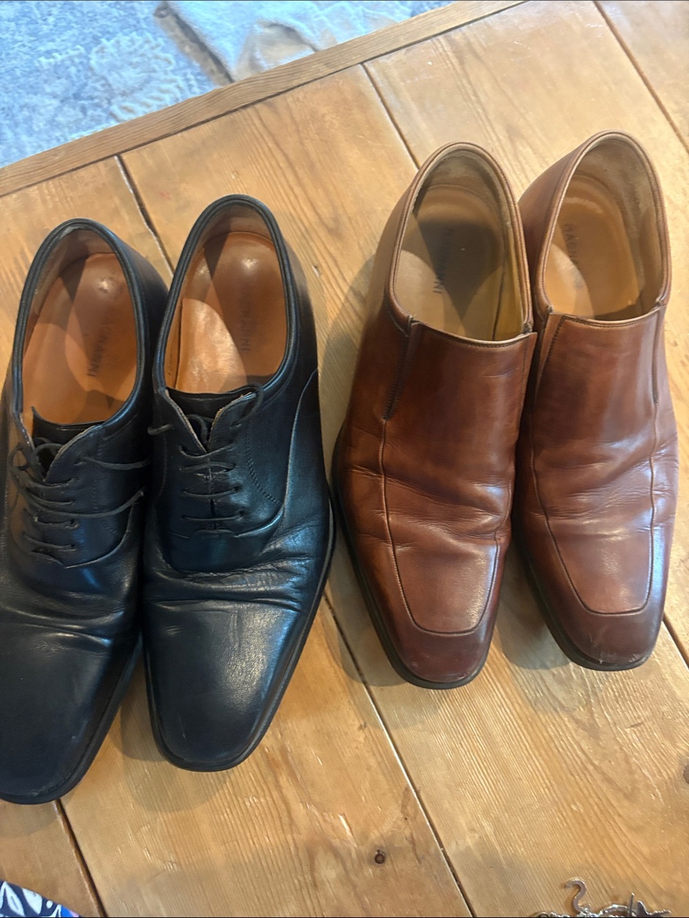 Men's Magnani Brown Leather Slip-On & Black lace up Dress Shoes 9.5